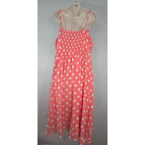 Torrid Midi Challis Sweetheart Dress Peach & White Polka Dot Swing Dress sz 2 BC - Picture 4 of 7